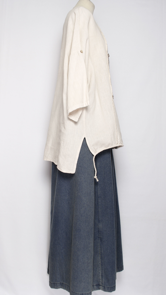 БЛУЗА ЛЁН КИМОНО "ГОРОД"  белая, св. бежевая до р.56