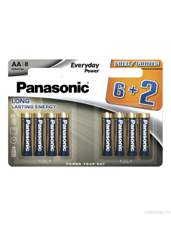 Пальчиковая алкалиновая батарейка Panasonic AA 1.5V Everyday Power Alkaline Battery [ по 8 шт ]