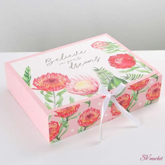 Коробка складная подарочная «Цветы», 31 × 24,5 × 9 см