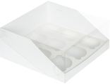 Коробка на 9 капкейков с прозр. верхом (белая), 235*235*100мм