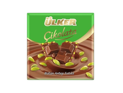 Шоколад Ulker молочный с фисташкой, 65 гр