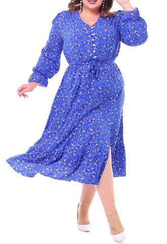 Элегантное платье-рубашка  Арт. 18121-6986 (Цвет голубой) Размеры 50-64