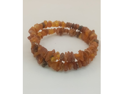 Браслет лечебный из необработанного янтаря,двойной,безразмерный