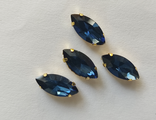Стразы в золоте' тёмный сапфир 7×15 мм
