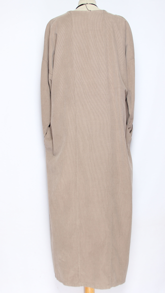 Платье Бохо вельветовое "ПЛАНКА ЗАЩИП ПУГОВИЦЫ" бежевое1 до р.56