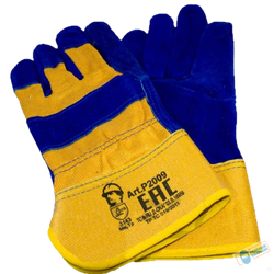 Перчатки спилковые комбинированные (синий/желтый) (Р2009)