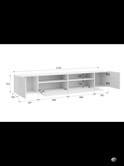 Сканди тумба под ТВ Белый/Белый Глянец