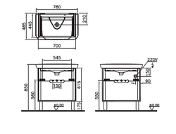 Шкаф Vitra Sento с раковиной, с 2 ящиками, 80 см, цвет матовый белый, 60824