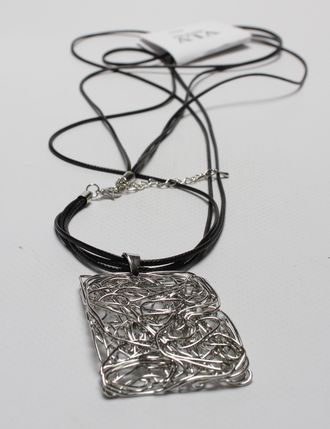 Подвеска "Плетёный прямоугольник" серебро