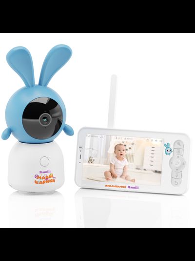 Комплект Ramili Baby RV100KROSH Крошик, Малышарики, Wi-Fi моторизированная видеоняня с креплением + монитор с диагональю 12,7 см., интерком, DVR, 2k (3Mpx)