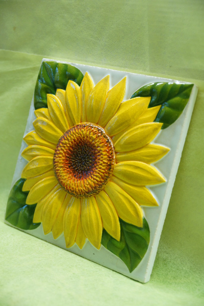 Изразцовая плитка "Подсолнухи" // 15*15