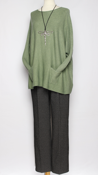 Джемпер кимоно "КАРМАНЫ" розовый, бежевый, хаки, шоколад, серый р.46-56