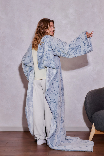 Плед с рукавами "Плед Юрского периода" светящийся  из микрофибры (велсофта)