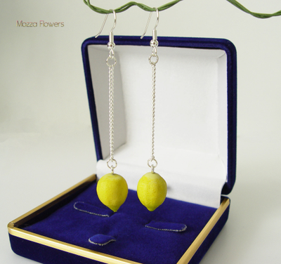 Серьги-цепочки "Лимончики".