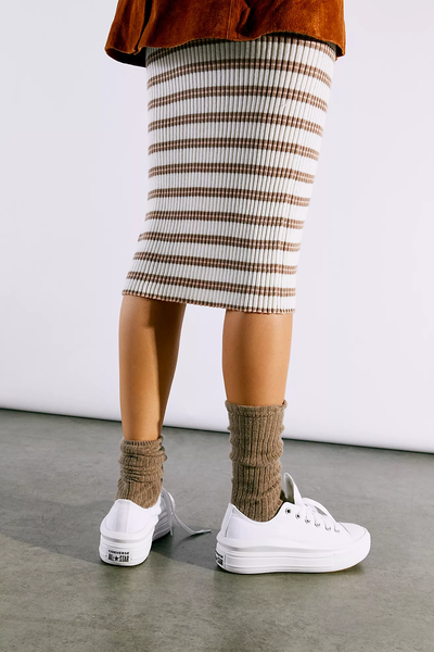 с чем носить женские Кеды Converse Chuck Taylor Move белые низкие на платформе