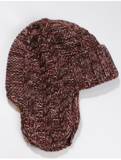 Екатеринбург. Ушанка женская "Три косы меланж" 11595-1 бордо, розовая, ярко-розовая, чёрно-розовая, красная, алая