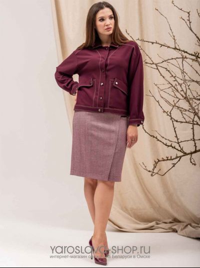 Костюм 2-ка: жакет бордового цвета и юбка
