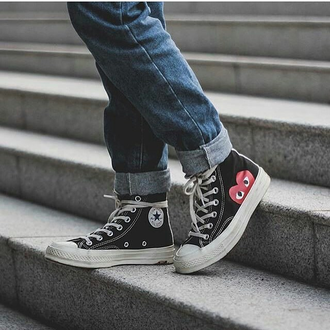 Кеды Converse Play Comme Des Garçons черные высокие купить