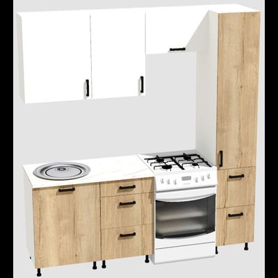 Кухня Эконом 1,5 метра с колонкой (1100х400) Цвет: Белый/Дуб Вотан
