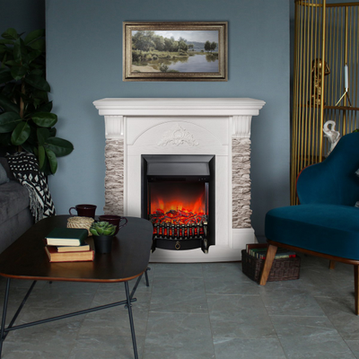 камин Атланта GR WT с очагом Fobos