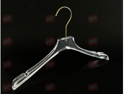 TM24 Вешалка-плечики для одежды прозрачная акриловая с золотым крючком L= 380 мм