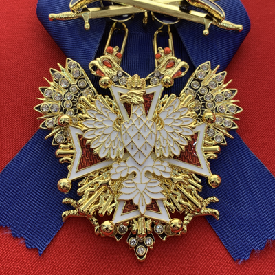 Орден Белого Орла со стразами и мечами и с бантом из муаровой ленты. Полноразмерная копия LUX! Лот № 56.