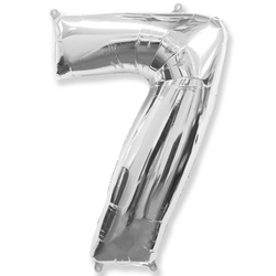 Воздушный шар фольгированный "Цифра 7. Серебро"  (Испания) 102 см.