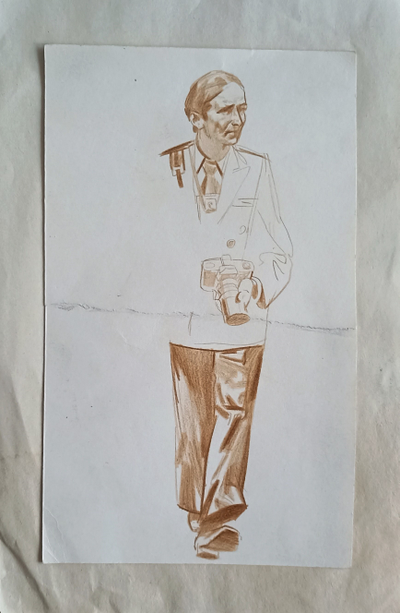 "Девочка и кот" бумага тушь Кравцов Г.Т. 1970-е годы