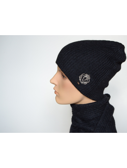 Черная шапка из альпака и шелка Vizio Италия 9015 CL фото