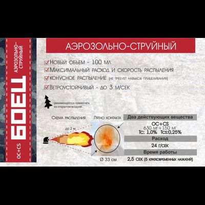 Баллончик для самообороны «Боец» аэрозольно-струйный 100 мл