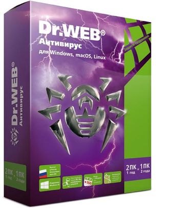 Антивирус Dr.Web на 2 компьютера + 2 мобильных 1 год  LHW-AK-12M-2-A3 продление