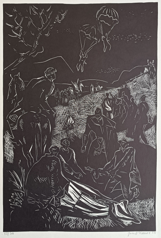 "Новый металлургический завод в восточной Словакии" литография Josef Nemec 1964 год