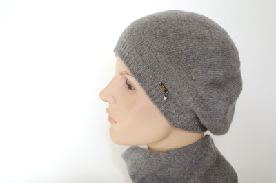 Вязаный берет из кашемира Vizio Италия 9000 В серый