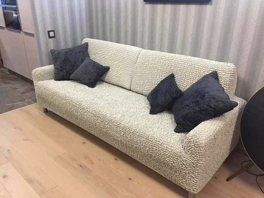 ЧЕХОЛ НА 3ХМ ДИВАН МИКРОФИБРА ЖЕМЧУЖНЫЙ