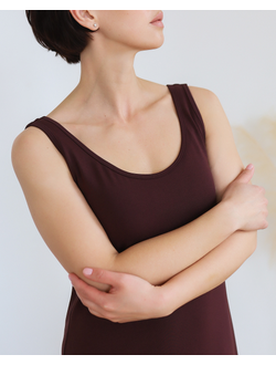 Платье летнее с поддержкой груди длины макси (портвейн)