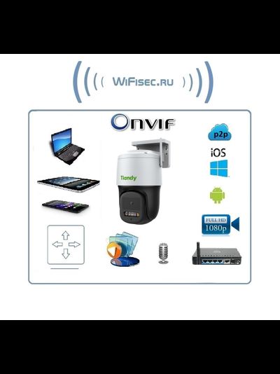 TC-H334S Spec:I5W/C/WIFI/4mm/V4.1 Wi-Fi/LAN 3 Мп уличная поворотная IP-камера с ИК/LED-подсветкой, Фиксированный объектив 4мм,  90.4°, Встроенный микрофон, DVR (EasyLivePlus)