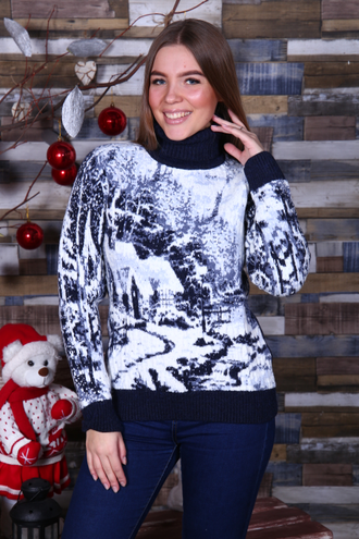 Свитер женский Домик в лесу