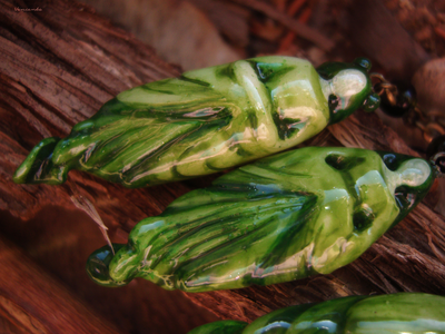 Комплект фарфоровых украшений "Нефритовый дух" (серьги и подвеска)