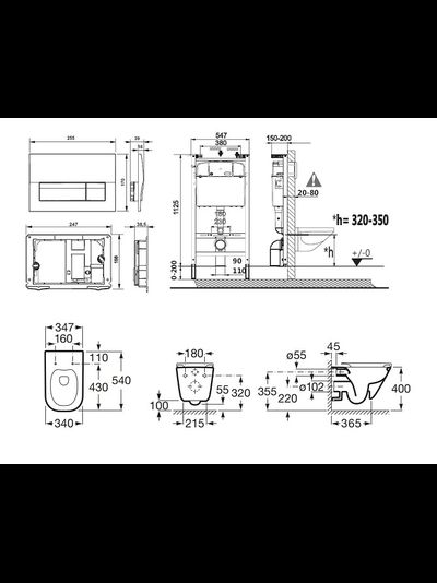 Комплект Roca GAP 893104100 подвесной унитаз + инсталляция + кнопка