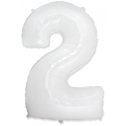 Воздушный шар фольгированный "Цифра 2. Белый" (Испания) 102 см.