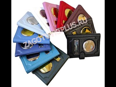 Элит обложка с застёжкой синяя из кожи флотер &quot;2 в 1&quot; для документов с визитками в комплекте с линзами