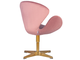 Кресло дизайнерское DOBRIN SWAN, розовый велюр BLUVEL52, золотое основание