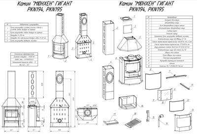 Камин Мюнхен Гигант черный / графит, Экокамин (Россия)