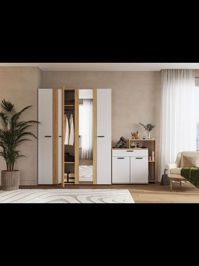 Санса ШК-04 Шкаф 4-х створчатый Сонома/Белый