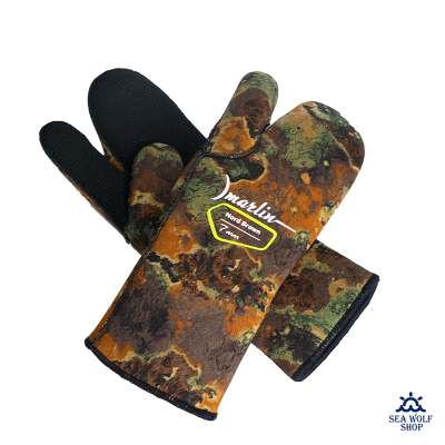 Рукавицы неопреновые 7мм Marlin NORD camo 3х-палые ОП р.L