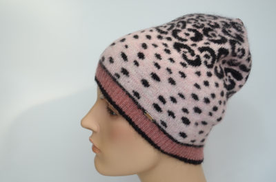 Пятнистая вязаная шапка розовая Vizio Италия ZS 8077 CY