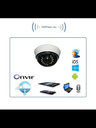 Внутренняя купольная вариофокальная IP Wi-Fi/LAN видеокамера PV-IP62 2 Mp Q3 SD POE Micro Mic. встроенный DVR Full HD 2 Mp(XMEye)
