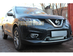 Защита радиатора Nissan X-Trail T32 2015-2018 chrome c парктроником низ