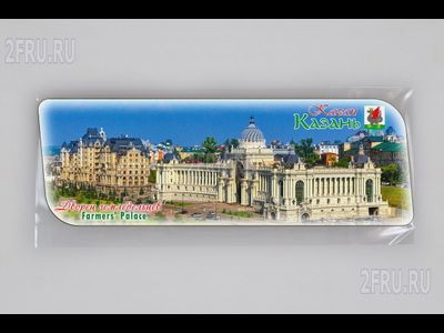 Магнит на холодильник 14х5 см. с символикой Казани - Дворец земледельцев