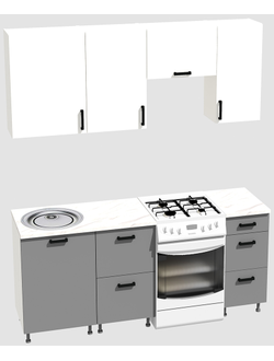 Кухня эконом 1,5 метра (600х500х400) Цвет: Белый/Базальт